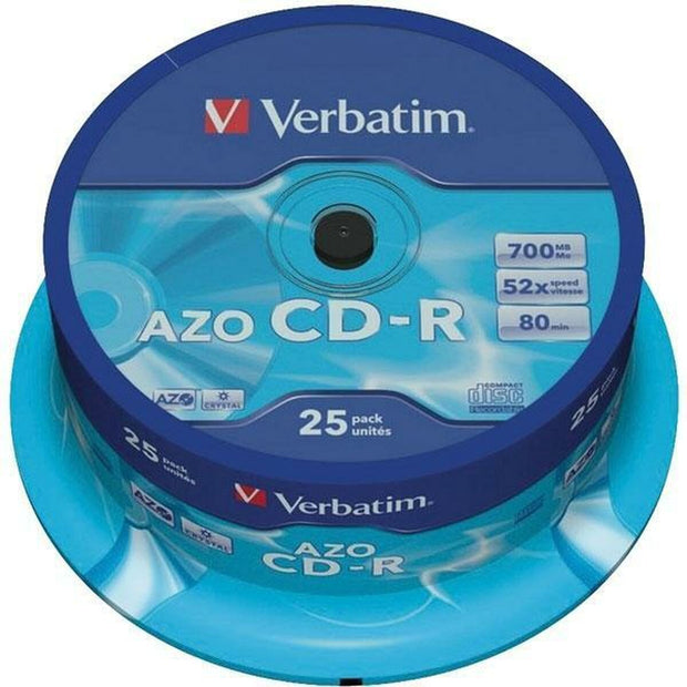 CD-R Verbatim AZO Crystal 25 Stuks 700 MB 52x