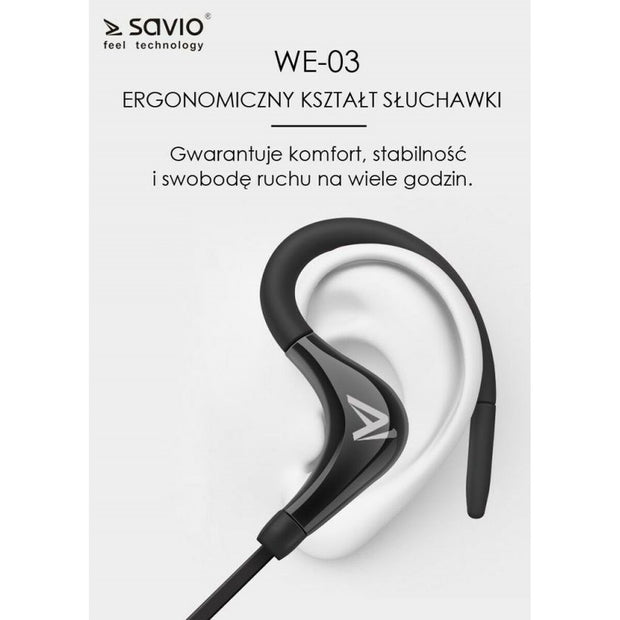 Sportheadset met Bluetooth Savio WE-03 Zwart