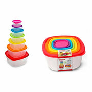 Set Lunchboxen Privilege Multicolour Stapelbaar Vierkant 7 Onderdelen (12 Stuks)