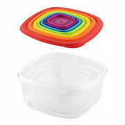 Set Lunchboxen Privilege Multicolour Stapelbaar Vierkant 7 Onderdelen (12 Stuks)